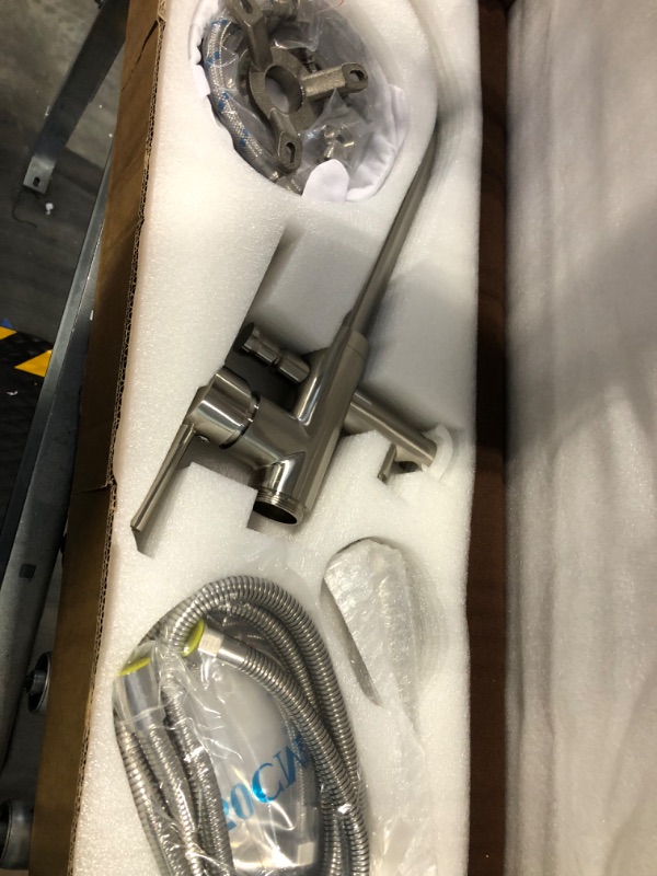 Photo 3 of ???????? ????? ????? ??????? ?????? ???????????? ??? ?????? Brushed Nickel Standing Shower Faucets with Handheld Shower Swivel Spout Mixer Taps
