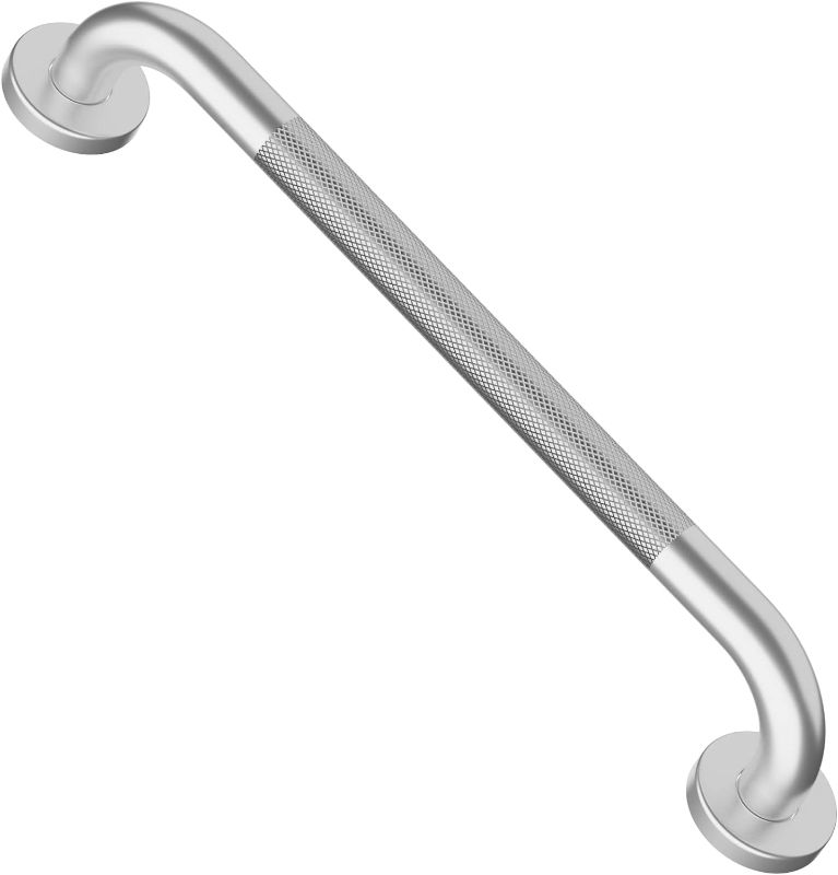 Photo 1 of 20 Inch Bronze Shower Grab Bar Oil Rubbed Black, Munzong Antique Brass Bathroom Grab Bar w/Anti-Slip Knurled Grip, Bathroom Balance Bar, Safety Handrail Support, Injury Elderly Senior Assist Handle 20inch-1 Pack Chrome