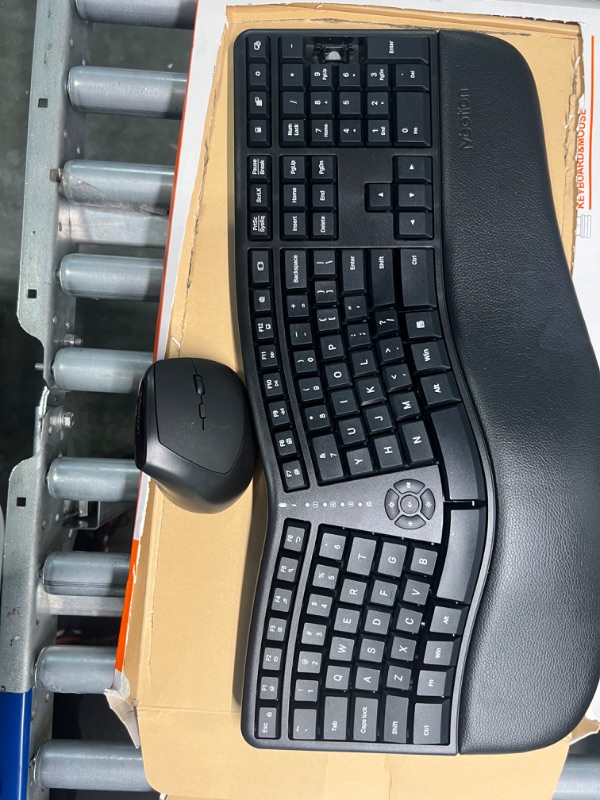 Photo 1 of MEETION Ergonomic Wireless Keyboard and Mouse, Ergo Keyboard with Vertical Mouse, Split Keyboard with Cushioned Wrist, Palm Rest, Natural Typing, Rechargeable, Full Size, Windows/Mac/Computer/Laptop