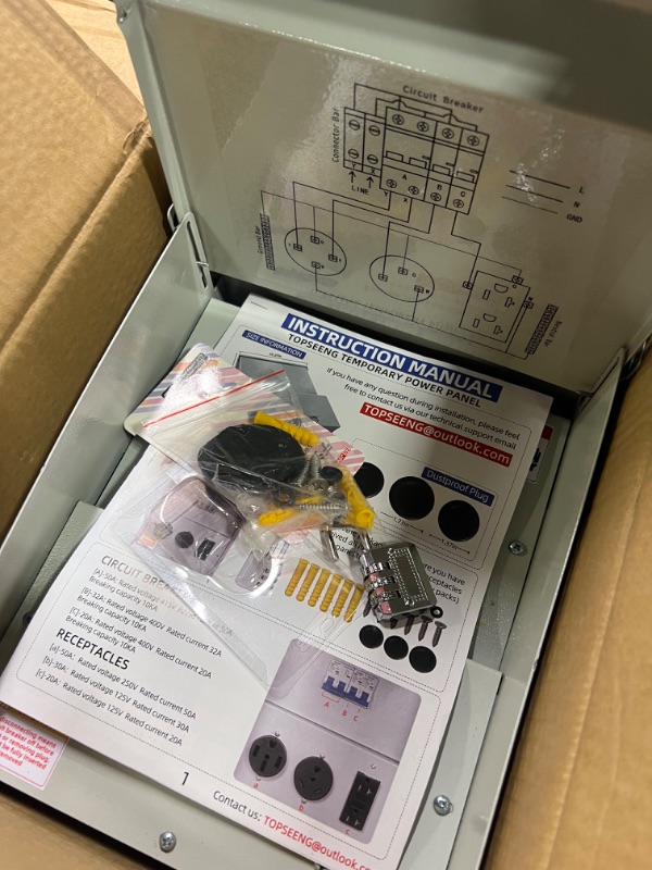 Photo 3 of 20 30 50 Amp RV Electrical Panel Receptacle - Temporary Power Outlet Panel Box, EV RV Breaker Box Prewired, 30 amp RV Outlet Receptacle with Circuit Breaker, Weatherproof Rv Plug Distribution Camper b-upgraded (full cover)