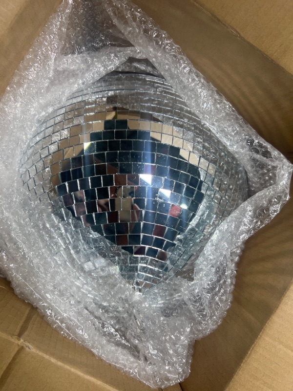 Photo 2 of 12" Disco Ball Mirror Ball Disco Party Decoration Stage Light Dj Light Effect Home Business Christmas Display Decoration Silver