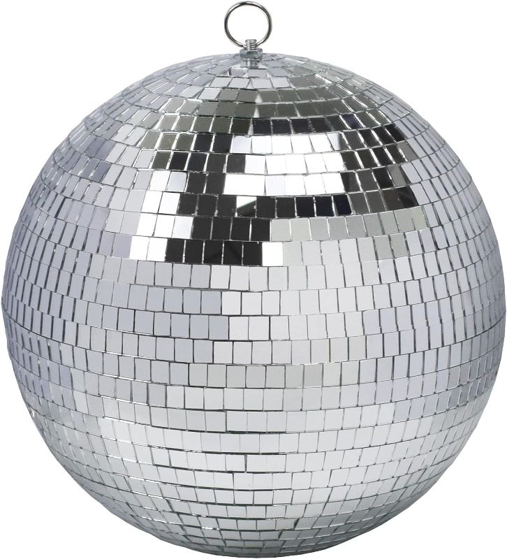 Photo 1 of 12" Disco Ball Mirror Ball Disco Party Decoration Stage Light Dj Light Effect Home Business Christmas Display Decoration Silver