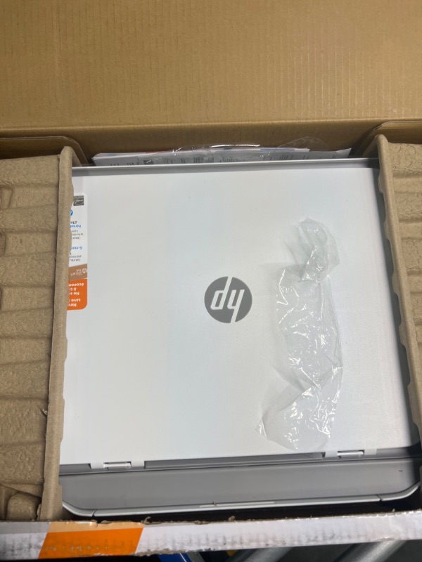 Photo 1 of HP DeskJet 2755e Wireless Color All-in-One Printer with bonus 6 months Instant Ink (26K67A), white
