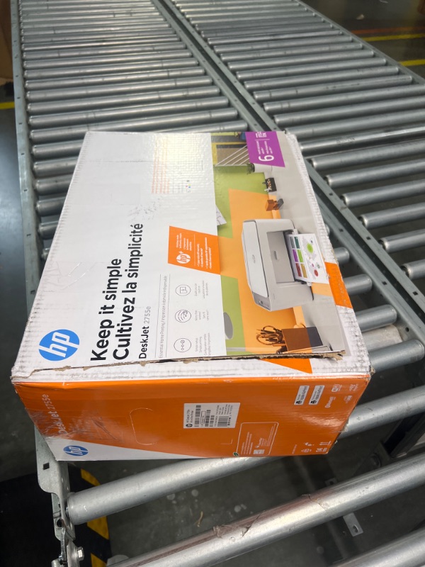 Photo 1 of HP DeskJet 2755e Wireless Color All-in-One Printer with bonus 6 months Instant Ink (26K67A), white