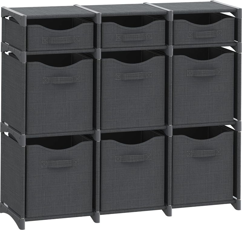 Photo 1 of 9 Cube Closet Organizers And Storage | Includes All Storage Cube Bins | Easy To Assemble Closet Storage Unit With Drawers | Room Organizer For Clothes, Baby Closet Bedroom, Playroom, Dorm (Dark Grey)
