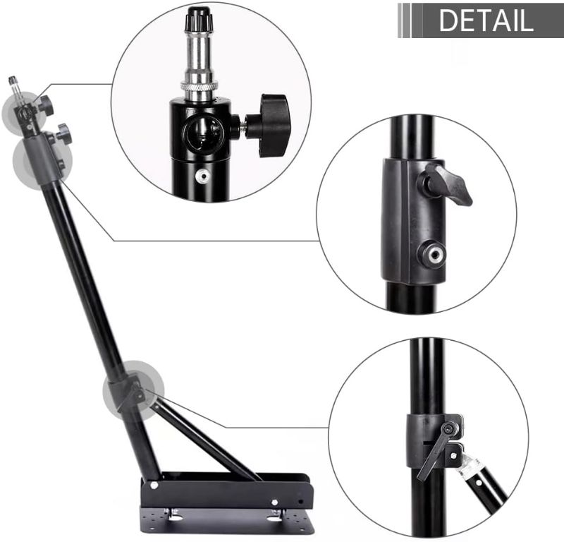 Photo 1 of AISIMEE Wall Mounting Triangle Boom Arm for Photography Strobe Light, Monolight, Softbox, Umbrella, Reflector and Ring Light, Support 180 Degree Rotation, Max Length 4 Feet/125cm (Black)