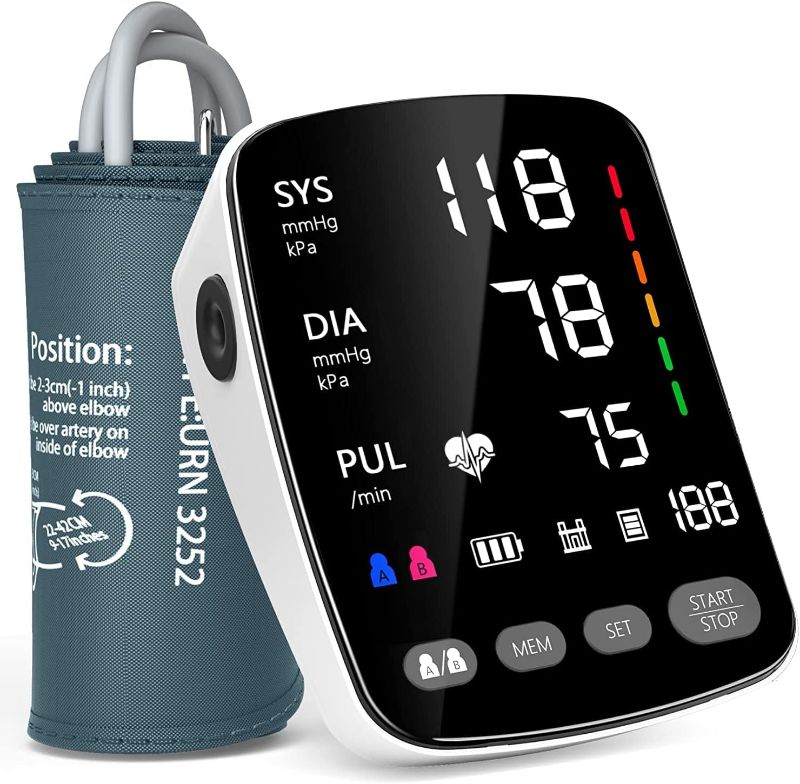 Photo 1 of  Upper Arm Blood Pressure Monitor with Large Cuff 4.5 in Backlit Adjustable Font Screen, 9-17 inches Cuff, arrhythmia and Home