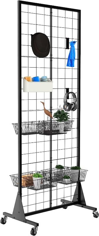 Photo 1 of Blasinc Gridwall Panel Display Stand 2' x 5.5' Ft Heavy Movable Floorstanding Detachable Girdwall for Easy Transport, Standing Grid Towe Display Rack for Retail and Craft FairGrid Wall Panels