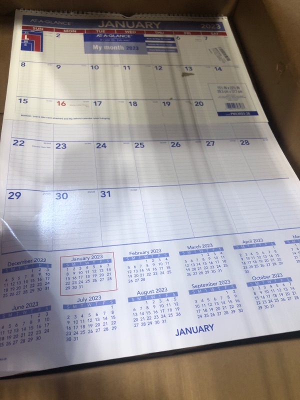 Photo 2 of AT-A-GLANCE 2023 Erasable Calendar, Dry Erase Wall Planner, 15-1/2" x 22-3/4", Medium (PMLM0328) Medium 2023 New Edition