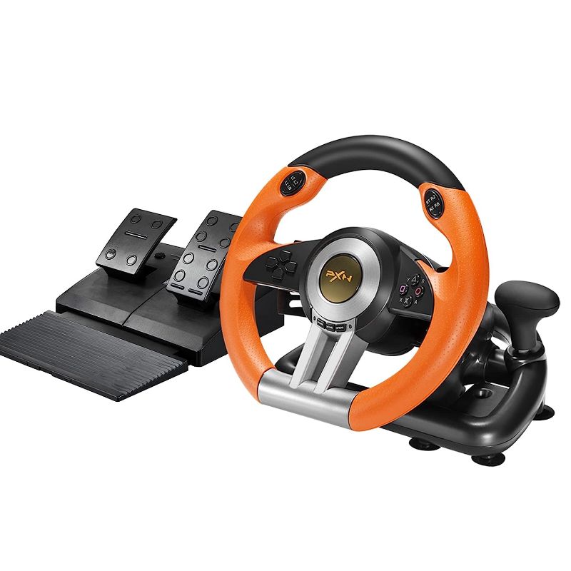 Photo 1 of PXN PC Racing Wheel, V3II 180 Degree Universal USB Car Sim Game Steering Wheel with Pedals for PS3, PS4, Xbox One, Xbox Series X/S, Switch (Orange)