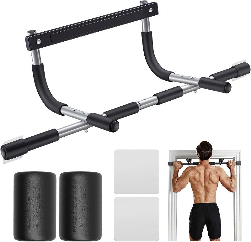 Photo 1 of Ally Peaks Pull Up Bar for Doorway | Thickened Steel Max Limit 440 lbs Upper Body Fitness Workout Bar| Multi-Grip Strength for Doorway | Indoor Chin-Up Bar Fitness Trainer for Home Gym Portable
