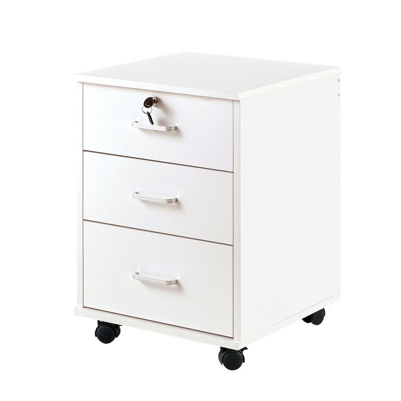 Photo 1 of Clipop Mobile File Cabinet with 3 Drawers,Lockable Storage Unit Wooden Rolling Office Filing Cabinet, for A4 Sized Documents,White
