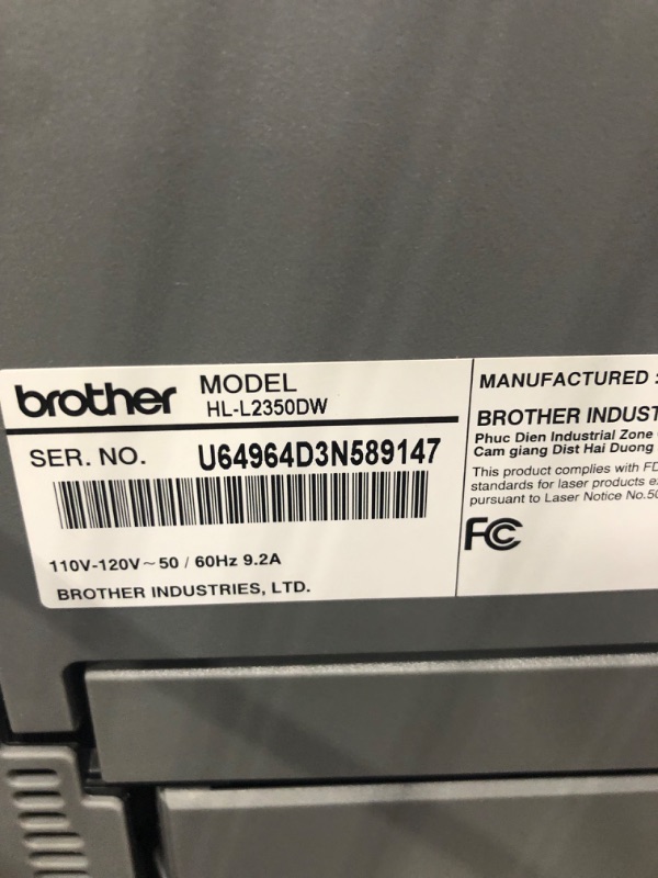 Photo 1 of Brother Hl-l2350dw Wireless Duplex Monochrome Compact Laser Printer