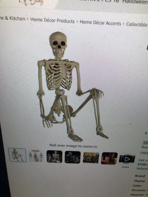 Photo 1 of amscan Life-Size Poseable 5ft Skeleton Halloween Decoration, 1 Pc.- Perfect for Indoor/Outdoor Use