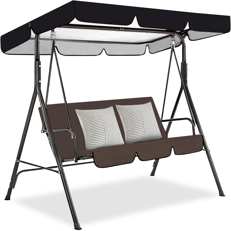 Photo 1 of atio Swing Canopy for 3-Seat Swings,Waterproof & Sunproof Porch Swing Chair Top Cover Replacement for Sunshade, Made of 190T High-Density Polyester, 75 x 52 x 6’’(seat Cover is not Included)