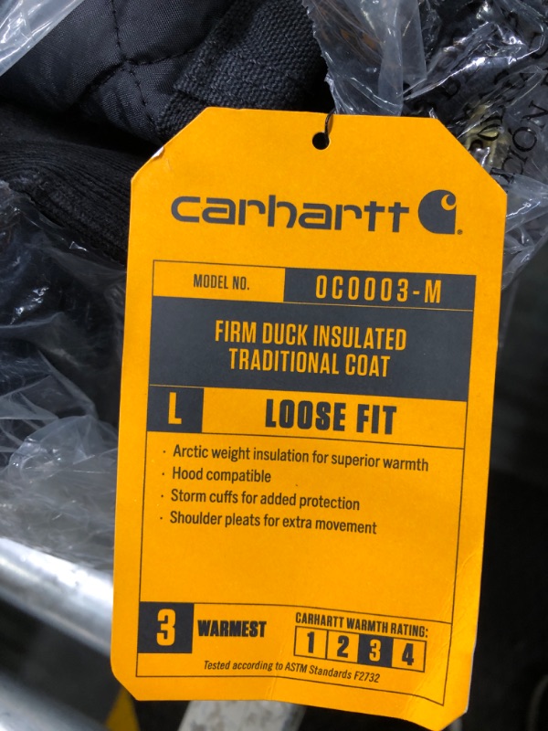 Photo 3 of Carhartt Men's Loose Fit Firm Duck Insulated Traditional Coat X-Large Tall Black