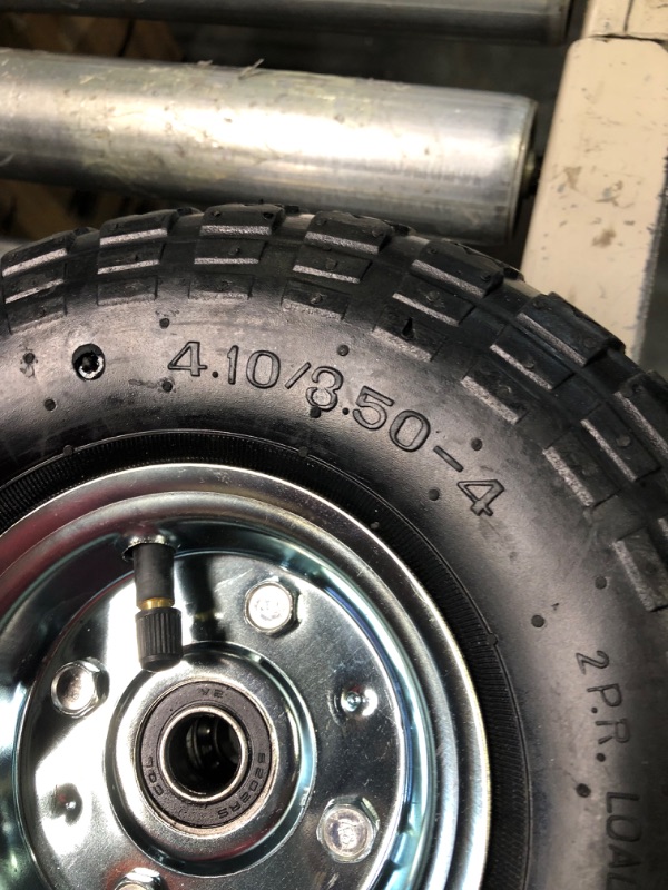 Photo 1 of LotFancy 4.10/3.50-4” Tire and Wheel, 2 Pack 10” Utility Pneumatic Tire, 5/8" Axle Bore Hole, 1 3/4" Offset Hub and Double Sealed Bearings for Dolly Hand Truck Garden Carts 4.10/3.50-4" Pneumatic Tire