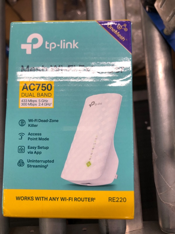 Photo 2 of TP-Link WiFi Extender with Ethernet Port, Dual Band 5GHz/2.4GHz , Up to 44% more bandwidth than single band, Covers Up to 1200 Sq.ft and 30 Devices, signal booster amplifier supports OneMesh(RE220) AC750