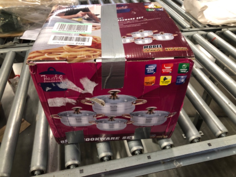 Photo 1 of Upgraded Version 8 Pcs Pots Set Nonstick,Premium Stainless Steel Pots,Pot Sets for Cooking Nonstick Clearance with Stainless Steel Handle and Glass Lid?1.5Qt,2.0Qt,3.0Qt,5Qt?