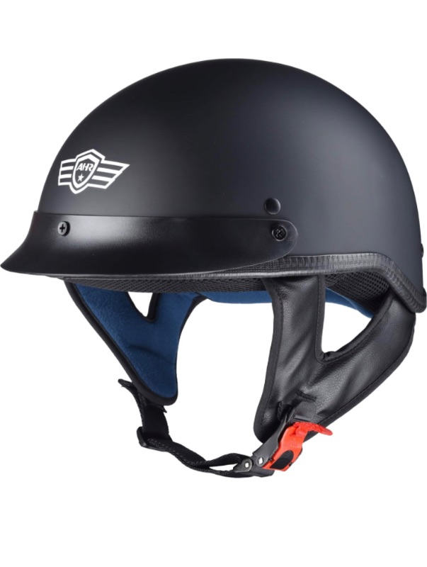 Photo 1 of AHR Half Face Motorcycle Helmet DOT Approved Half Helmet for Motorbike Cruiser Chopper, Run-C & Run-D, Matt Black or Patriotic Flag Gloss Black Small