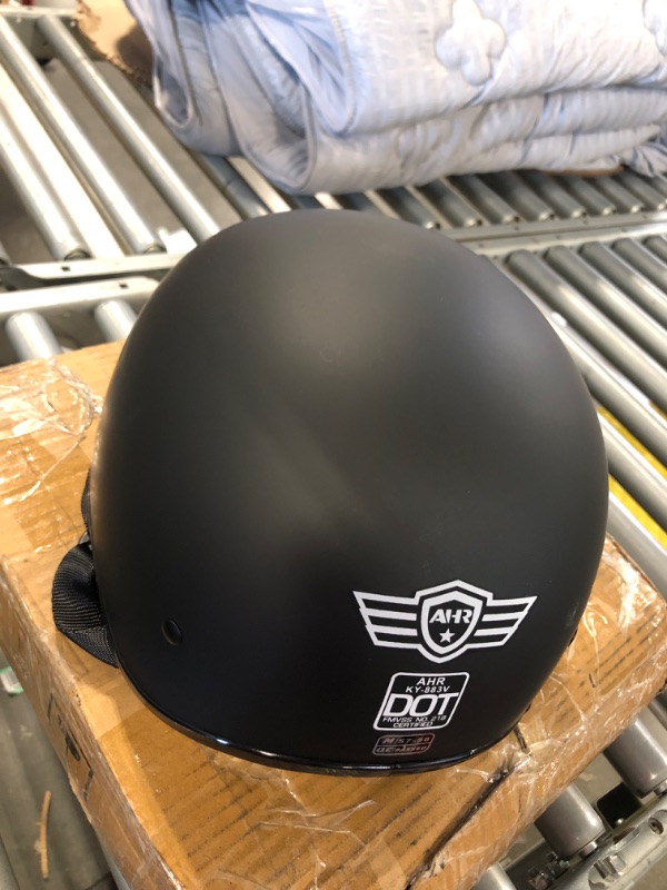 Photo 5 of AHR Half Face Motorcycle Helmet DOT Approved Half Helmet for Motorbike Cruiser Chopper, Run-C & Run-D, Matt Black or Patriotic Flag Gloss Black Small