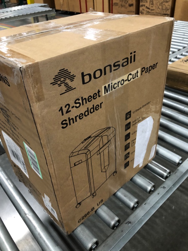 Photo 1 of Bonsaii 12-Sheet Micro Cut Shredders for Home Office, 60 Minute P-4 Security Level Paper Shredder for CD, Credit Card, Mails, Staple, Clip, with Jam-Proof System & 4.2 Gal Pullout Bin C266-B 1 2 Sheet-60Mins(New)