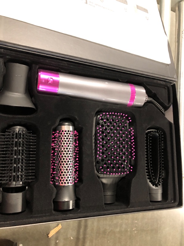 Photo 1 of 5 in 1 Hair Dryer Brush, Hot Air Brush & Volumizer Styler Set with Interchangeable Brush Head, Negative Ionic Blow Dryer, Electric Hair Curler Straightener Brush, Girlfriend Gifts