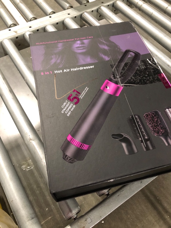 Photo 1 of 5 in 1 Hair Dryer Brush, Hot Air Brush & Volumizer Styler Set with Interchangeable Brush Head, Negative Ionic Blow Dryer, Electric Hair Curler Straightener Brush, Girlfriend Gifts
