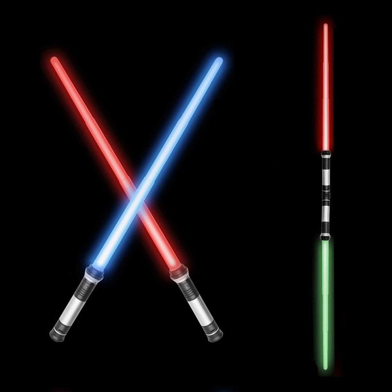 Photo 1 of  Light Up Saber, Telescopic Extendable and Collapsable, 2-in-1 LED 7 Colors FX Dual Saber with Sound (Motion Sensitive) for Galaxy War Fighters Stocking Idea, Xmas Gift 