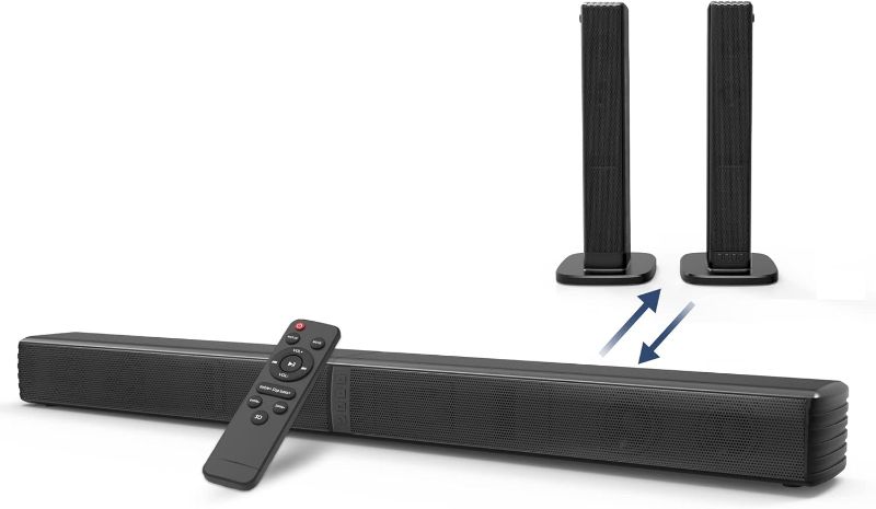 Photo 1 of Bluetooth Sound Bars for TV with Dual Subwoofer, 2023 Upgrade 2.2CH Home Theater Audio Surround Sound Speaker System, HDMI/Optical/Aux/USB Connection, 2 in 1 Detachable & Wall Mountable 32 Inch See les