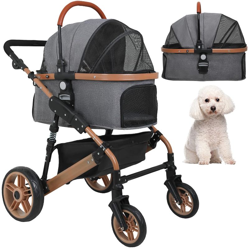 Photo 1 of BestPet Pet Stroller Premium 3-in-1 Multifunction Dog Cat Jogger Stroller for Medium Small Dogs Cats Folding Lightweight Travel Stroller with Detachable Carrier,Grey Grey 4 Wheels