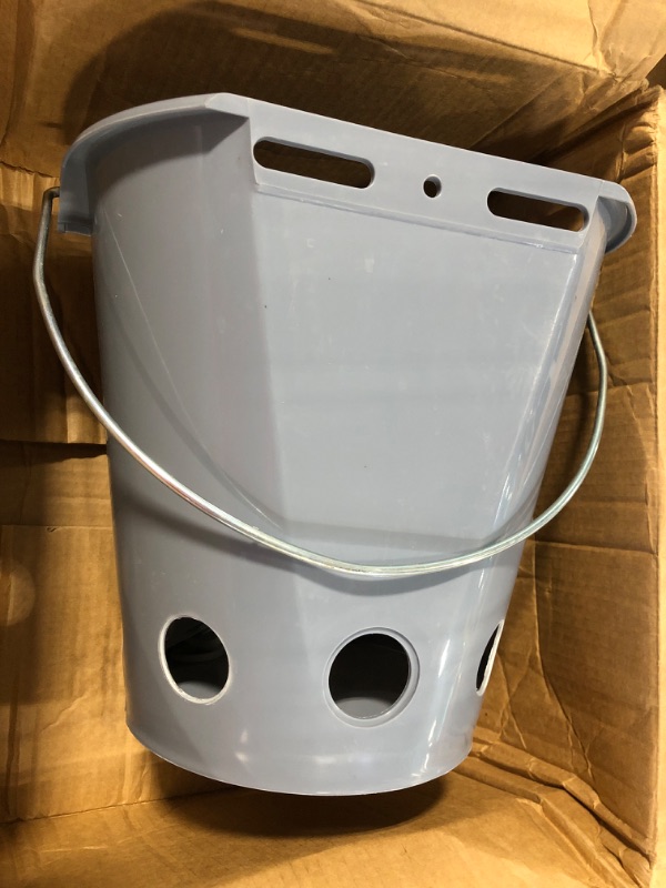 Photo 3 of 8L Feeder Bucket Farm Livestock FoodGrade Plastic Feeding Barrel with 5 Nipples Gray 8L Feeder Bucket for Family (for Sheep)