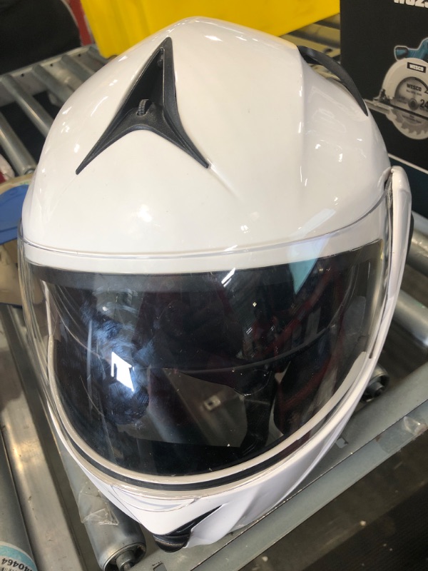 Photo 4 of 1Storm Motorcycle Modular Full Face Helmet Flip up Dual Visor Sun Shield: HB89 Glossy White
