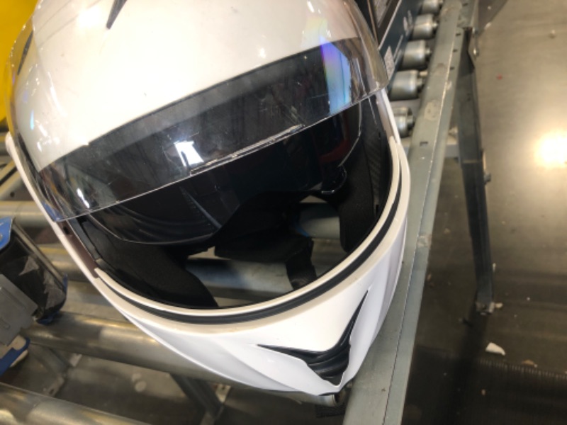 Photo 2 of 1Storm Motorcycle Modular Full Face Helmet Flip up Dual Visor Sun Shield: HB89 Glossy White