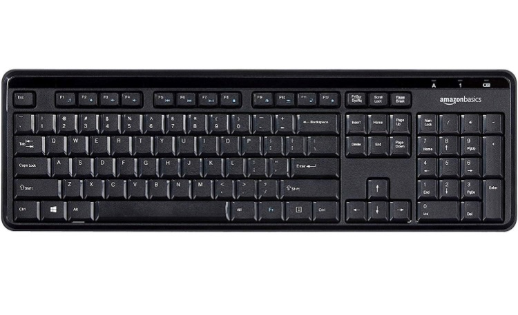 Photo 3 of Amazon Basics 2.4GHz Wireless Keyboard Quiet and Compact US Layout (QWERTY), Black