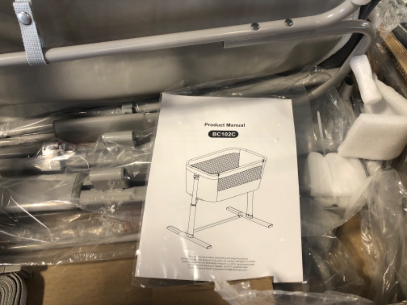 Photo 1 of ALVOD Bassinet Bedside Sleeper - Bedside Bassinet for Baby, Co Sleeper for Baby in Bed, Baby Bedside Sleeper, 9 Adjustable Height for Bed Sofa, Breathable Mesh, Easy Assemble (Light Grey)