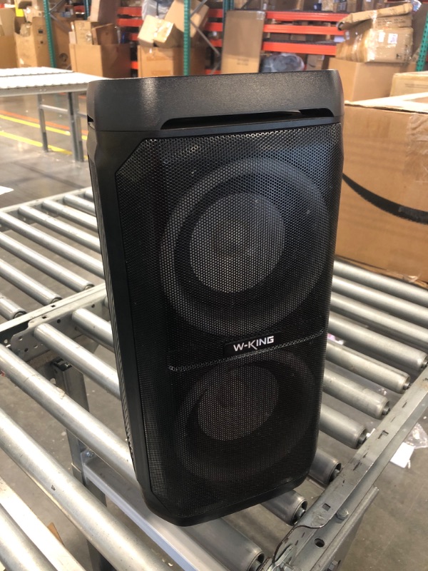 Photo 5 of W-KING 100W Bluetooth Speakers V5.3, IPX6 Waterproof Portable Loud Speaker with Deep Bass/110dB Huge Sound/DSP, Karaoke Outdoor Boombox with Lights/Mic & Guitar Port/Echo/USB Port/EQ/Adapter Included''''used and Dirty''''''