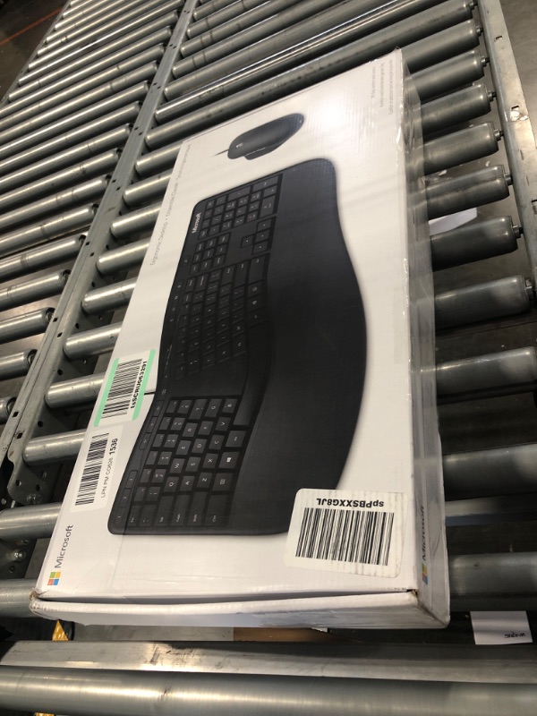 Photo 3 of Microsoft Ergonomic Desktop - Black - Wired, Comfortable, Ergonomic Keyboard and Mouse Combo, with Cushioned Wrist and Palm Support. Split Keyboard. Dedicated Office Key.