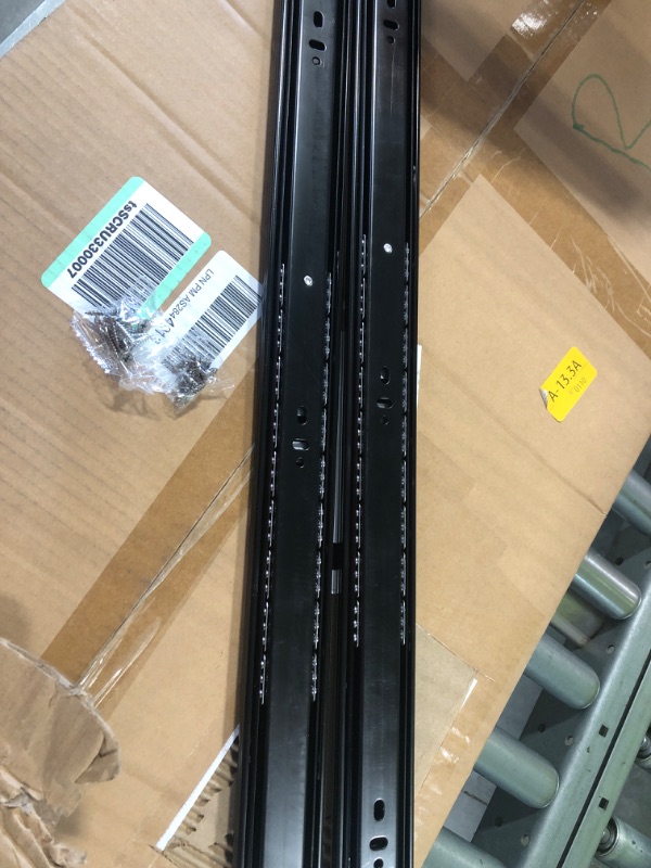 Photo 1 of 6 Pairs of 22 Inch Hardware 3-Section Full Extension Ball Bearing Side Mount Black Drawer Slides,100 LB Capacity Drawer Slide 22 Inch Black