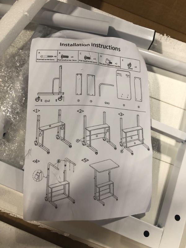 Photo 3 of Laptop Desk Removable and Adjustable Height Table for Bedroom Bedside Table Lazy Sofa Table Minimalist Office Desk Home Student Writing Desk Desk, Small Standing Desk with Storage TV Tray Table.White