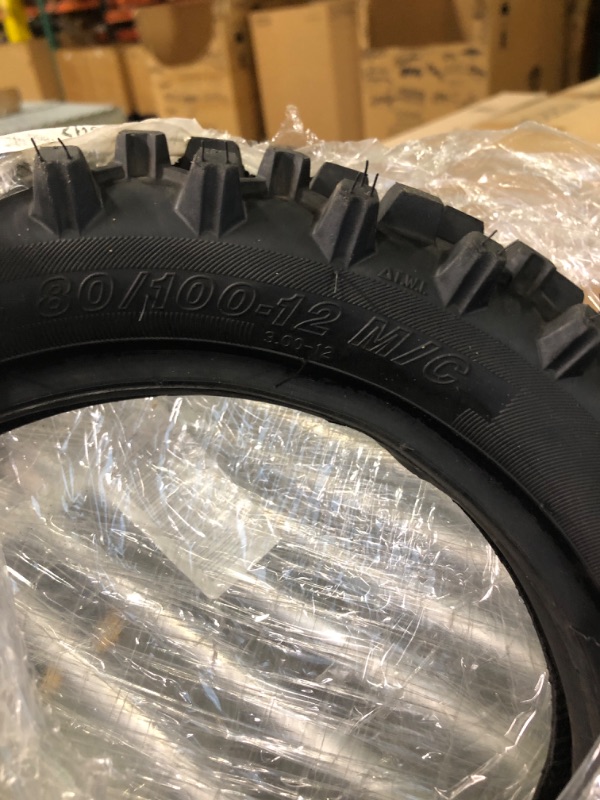 Photo 3 of  3.00-12 (80/100-12) Knobby QD015 Rear Tire - Fits the Baja Dirt Runner 70 (DR70), Coolster (QG-214FA), Honda CRF70, Yamaha and TaoTao DB14, Off Road Pit Bike/Motorcycle Tires