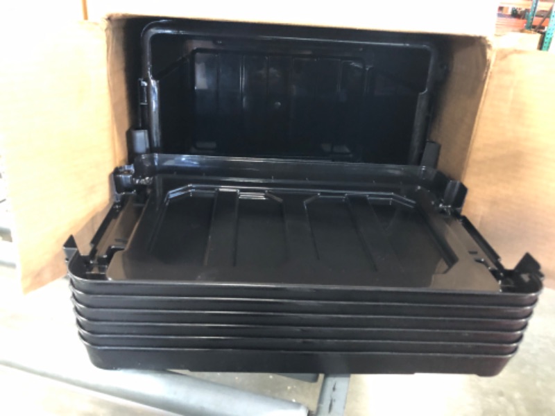 Photo 1 of IRIS USA 19 Gallon Heavy-Duty Stackable Storage Totes, Plastic Container Bins with Durable Lids and Secure Latching Buckles for Seasonal Décor, Sporting Equipment, Garage Tool Storage, Black, 6-Pack Black 5 Gal - 6 Pack