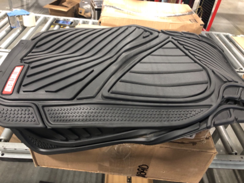 Photo 1 of MotorTrend 2-Tone Automotive Car Mats & FlexTough TrunkShield for Back of SUV, Sedan & Coupe Trunk Cargo Liner Cover, All Weather Heavy Duty Protection, Universal Trim-to-Fit, 47.5" x 32.2"in Black