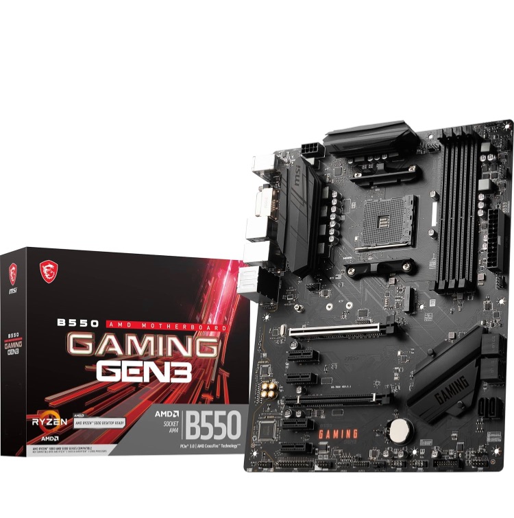 Photo 4 of MSI B550 Gaming GEN3 Gaming Motherboard (AMD AM4, DDR4, PCIe 3.0, SATA 6Gb/s, M.2, USB 3.2 Gen 1, HDMI, ATX, AMD Ryzen 5000/4000 Series Processors)