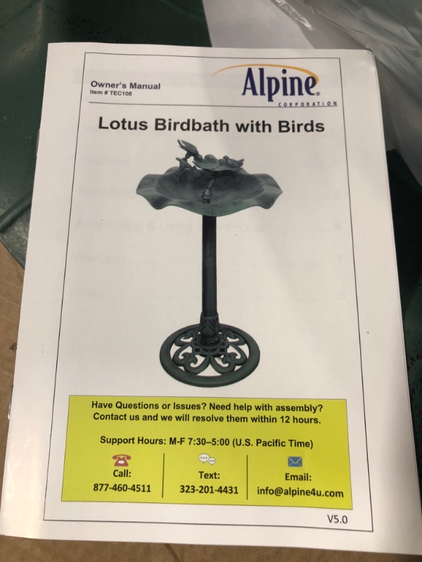 Photo 4 of Alpine Corporation TEC108 Birdbath Yard Statue, 20"L x 20"W x 33"H, Green