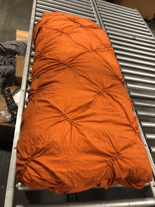 Photo 2 of Andency Burnt Orange Pinch Pleat Comforter King(104x90Inch), 1 Piece 
