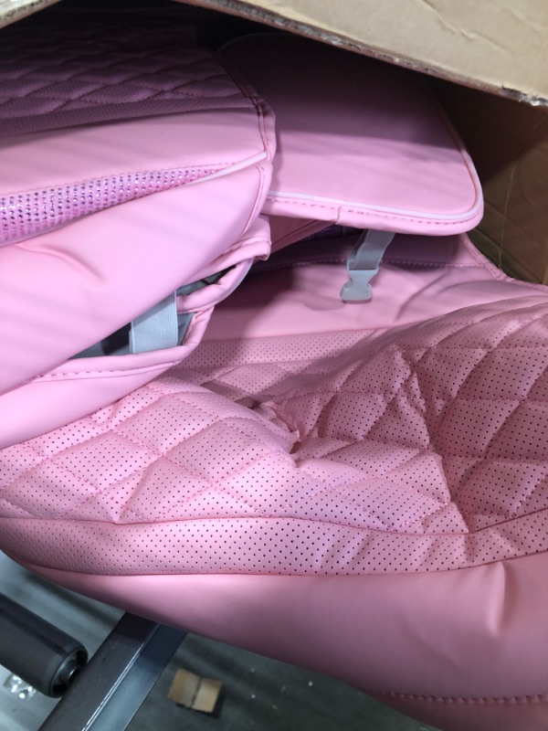 Photo 3 of CAR PASS® Pink Nappa Leather Bling Diamond Seat Covers Full Seats, Waterproof Heavy-Duty Anti-Slip, Universal Fit for 95% Auto SUV Sedan Truck, Glitter Sparkle Shining (Pink Rhinestone Leather)