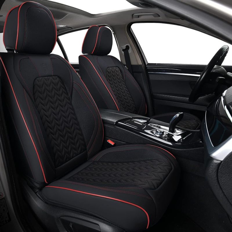 Photo 1 of Coverado Seat Covers Full Set, 5 Seats Car Seat Protector, Seat Covers for Cars, Breathable Faux Leather Car Seat Cushion, Car Seat Protector, Black Car Seat Covers Universal fit for Most Cars Trucks