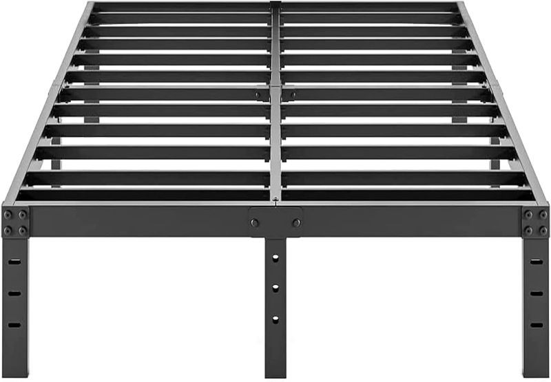 Photo 1 of ALDRICH Metal Bed Frame Queen Size - 16 Inch Tall Black Basic Anti Squeak Steel Slats Platform, Easy Assembly Heavy Duty Noise Free Bedframes, No Box Spring Needed