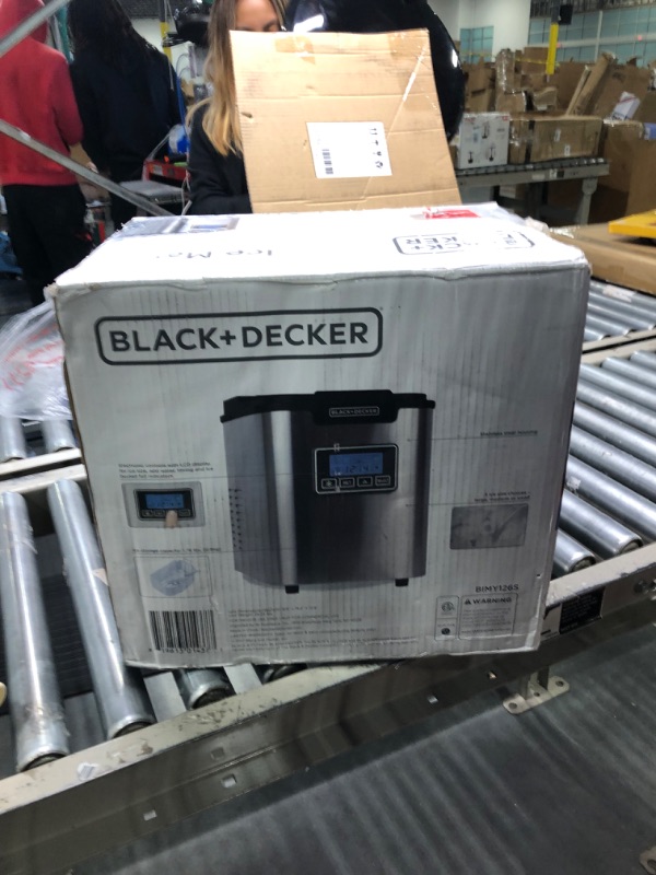 Photo 1 of BLACK+DECKER BIMY126S 26-lb Capacity Stainless Steel Ice Maker, Silver & Winco Stainless Steel 4 Ounce Ice Scoop, Medium Ice Maker+ Ice Scoop